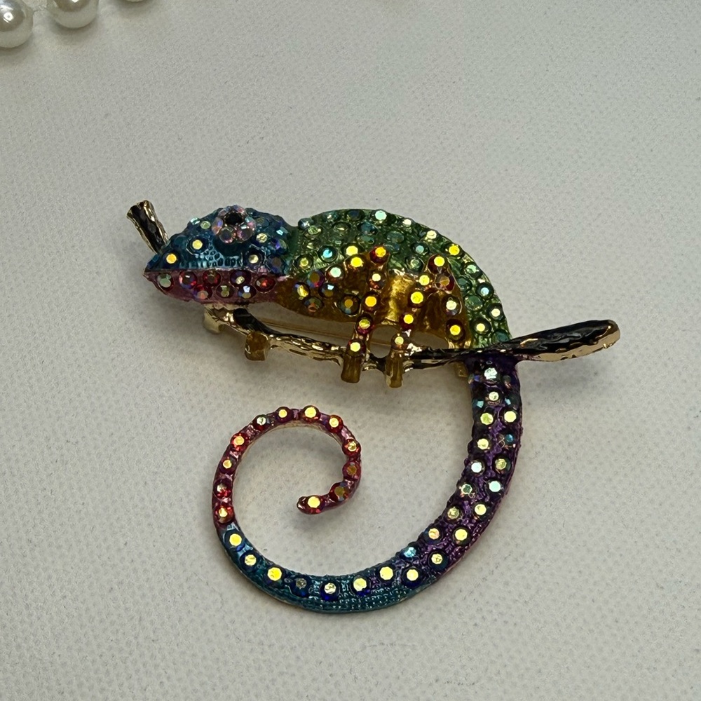 Betsy Johnson Colorful Chameleon Brooch - Picture 4 of 5